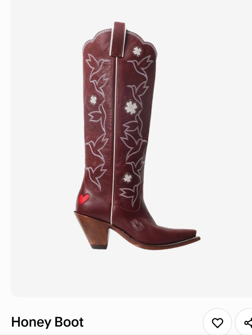 Women’s Burgundy Embroidered Cowboy Boots. Never Worn